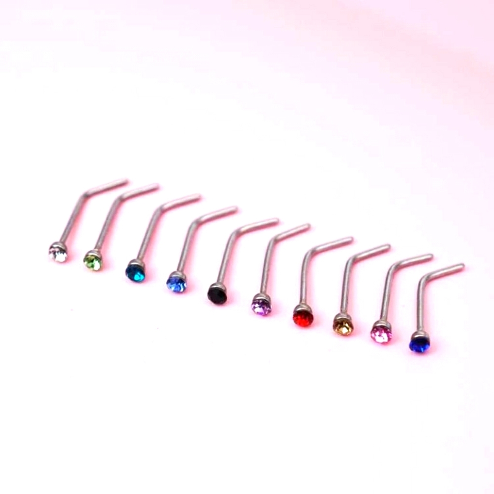 10 Piece Rhinestone Nose Studs
